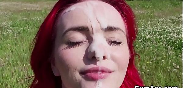  Wicked sex kitten gets cumshot on her face swallowing all the jizz